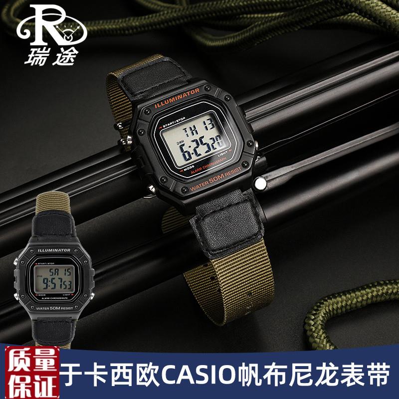 适用于卡西欧CASIO帆布尼龙表带AE-1200/ W-218H/AEQ-110防水表