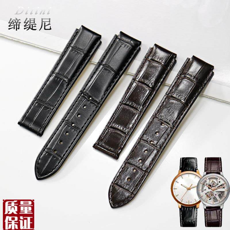 头层牛皮带适用雷达晶萃手表男士真皮表带R301P79105凸口折叠扣