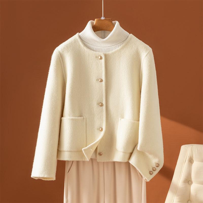 小香风双面羊绒大衣女短款2025年新款秋冬高级感羊毛呢子毛呢外套