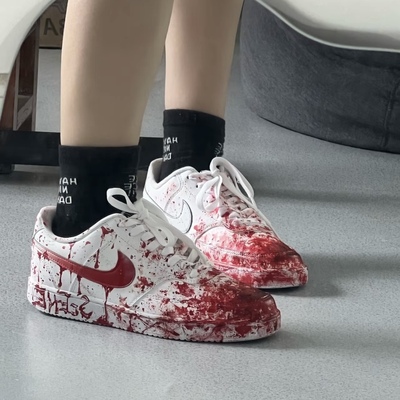 定制球鞋 Nike Court Royale 案发现场 迷案血渍低帮板鞋男女同款