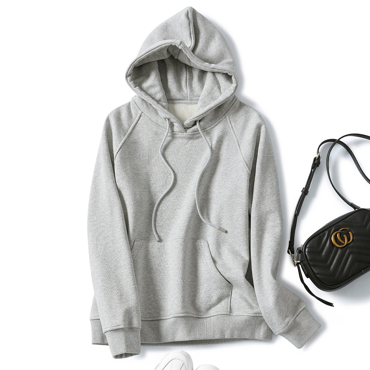 灰色连帽卫衣女2025年秋冬季新款宽松韩版百搭上衣加绒加厚外套潮,女装/女士精品,卫衣/绒衫,淘宝优惠券,粉丝福利购,淘宝优惠卷
