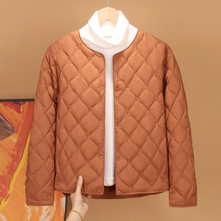 90白鸭绒羽绒服女圆领轻薄短款外套秋冬季新款保暖内胆大衣内搭潮