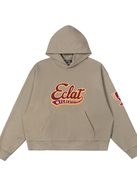 MYGE学院风品牌字体毛巾绣重磅宽松连帽卫衣