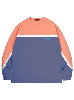 MYGE 21S/S 横向拼接经典logo印花休闲宽松夏季纯棉圆领长袖T恤