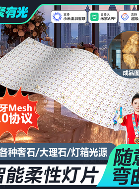 智能24V三色LED柔性灯片RGBCW奢石发光背板大理石岛台透光板光源