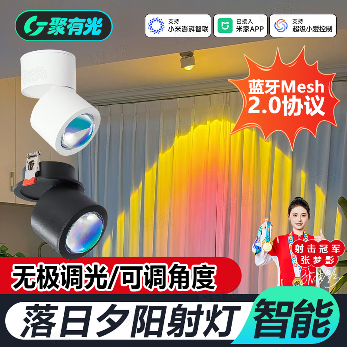 智能Mesh2.0夕阳射灯明装嵌入式图片