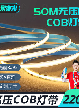 免驱动超亮COB灯带220V嵌入式无主灯led自粘客厅卧室吊顶线性灯条