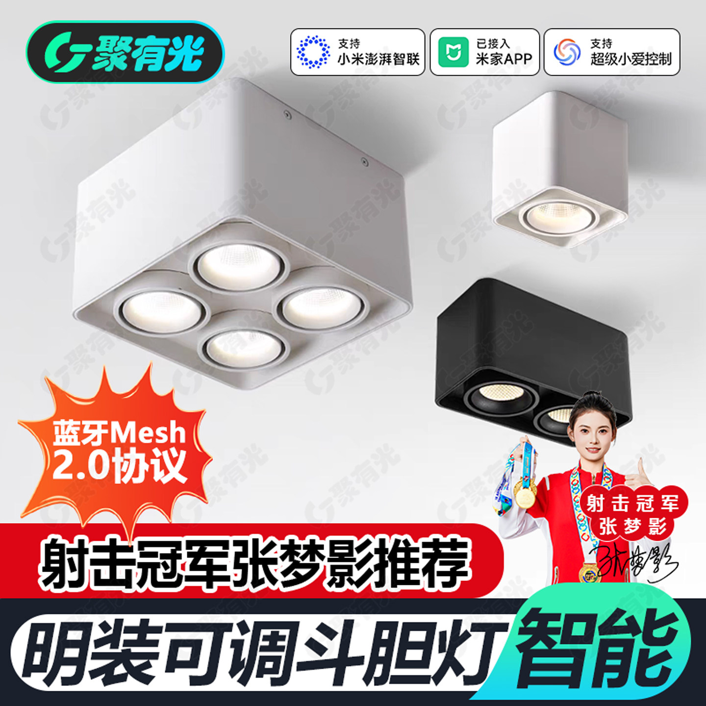智能Mesh2.0全光谱明装斗胆射灯图片