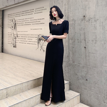 黑色晚礼服裙女2019新款简单大方长款宴会高贵气质连衣裙气场显瘦