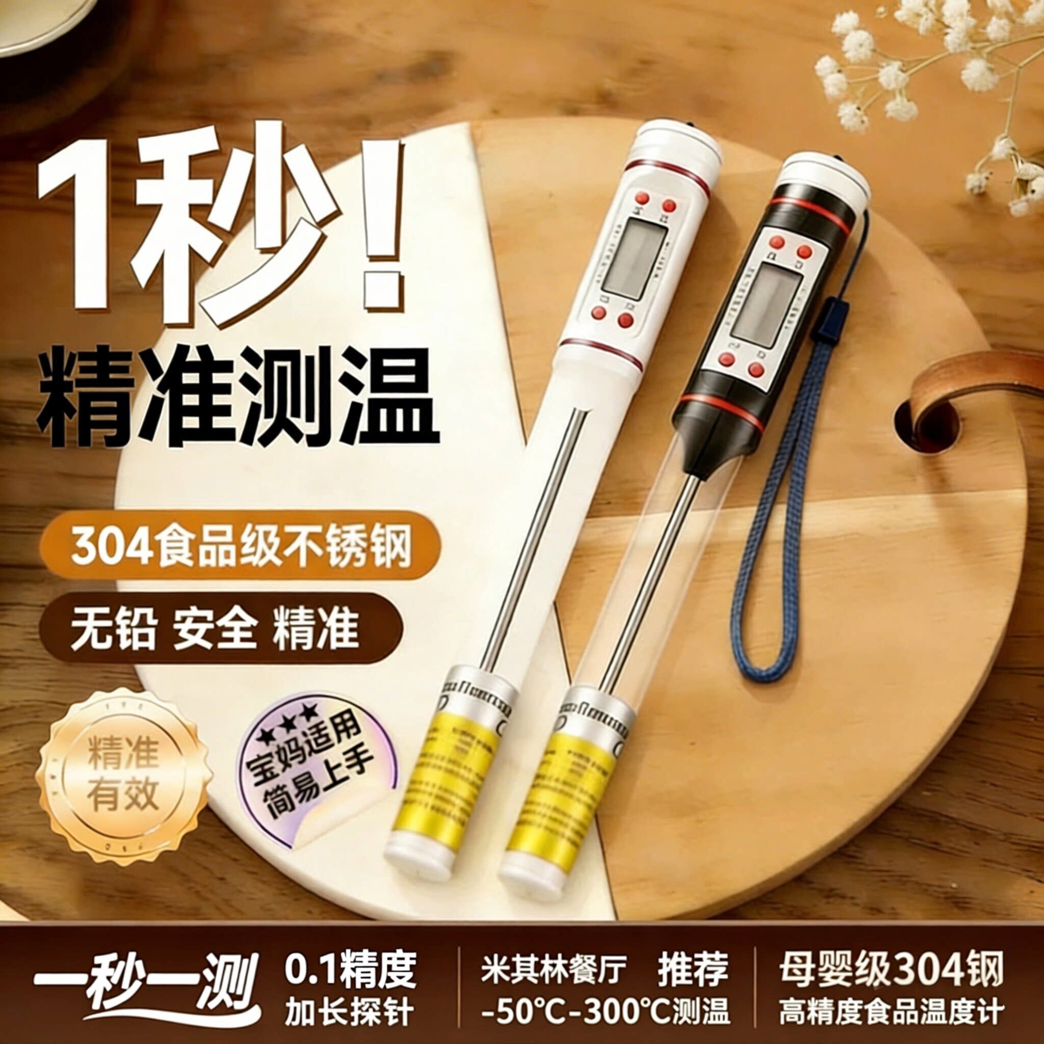 食品温度计厨房食物烘焙婴儿洗澡探针式电子测奶温油温水温测量计