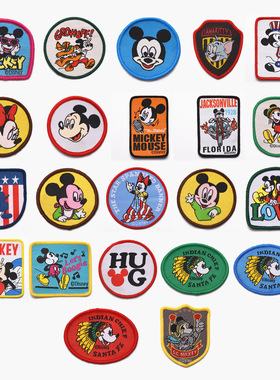 儿童宝宝衣服布贴羽绒服修补装饰贴花米奇米妮织唛薄款衣服补丁贴