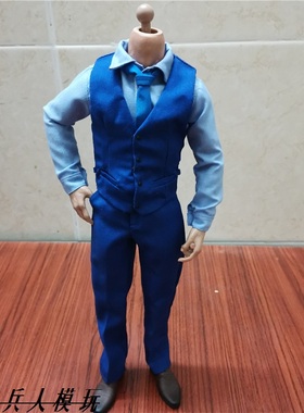 1/6 兵人衣服 大本蝙蝠侠 蓝色西服 马甲套装 男士西装 现货
