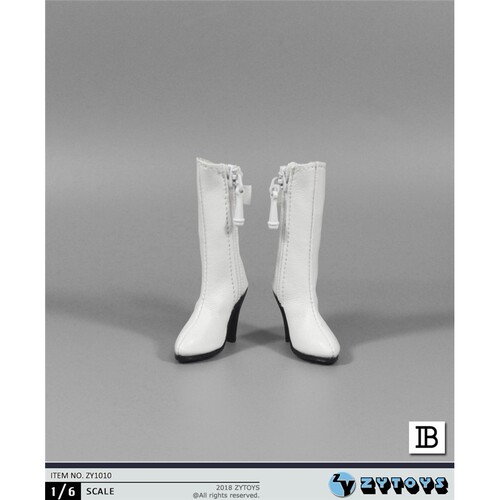 ZYTOYS-1/6 兵人 女鞋 ZY1010 中筒侧拉链皮靴 鞋内无脚 娃娃配件