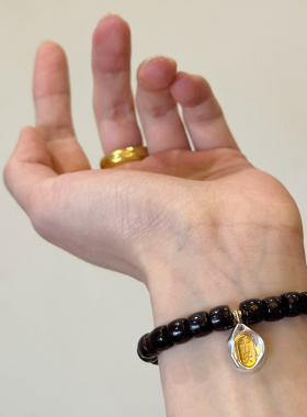 叶优里天然朱砂供星月菩提纯银S925雕刻平安手串过香药片手串男女