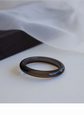 叶优里高级冰茶色收藏级真正玻璃体冰种黑曜石手镯纯天然手镯