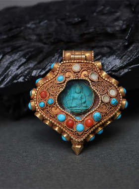 铜质随身嘎乌盒坠挂配饰