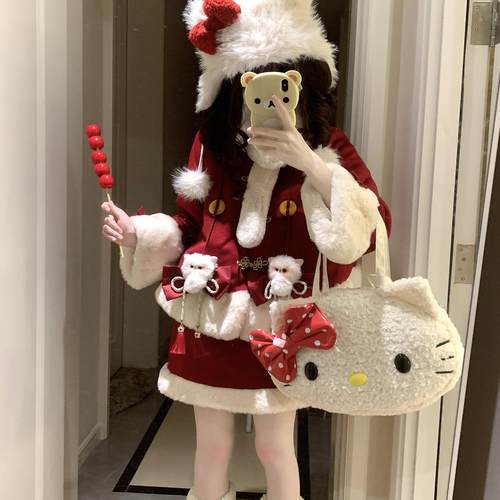 新年战袍新年猫红色Lolita外套
