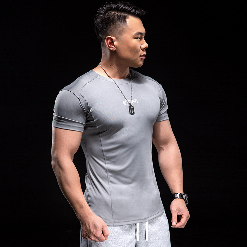 霸道肌肉健身衣服男运动t恤短袖冰丝速干宽松透气跑步训练上衣