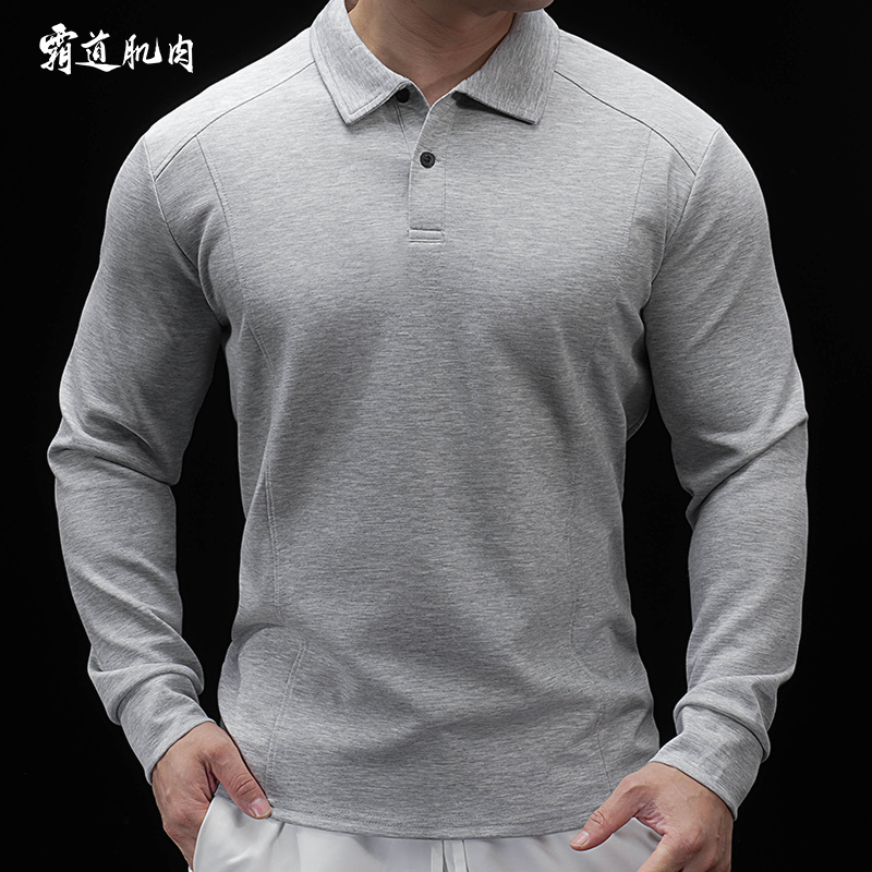 霸道肌肉男士长袖t恤POLO衫