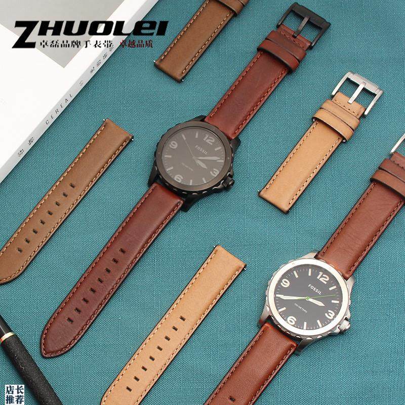 原厂适用意大利真皮表带男Fossil化石FS5088FS5380天美时快拆棕20