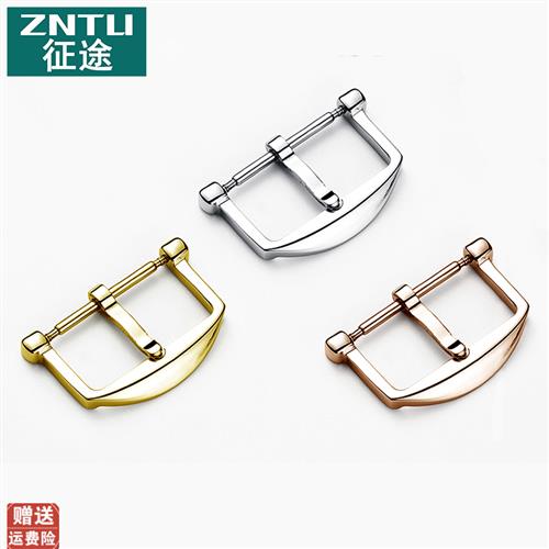 适用IWC万国表扣不锈钢精钢实心针扣真皮表带柏涛菲诺手表扣18MM