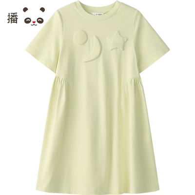 播broadcute童装2024夏季新款女童连衣裙圆领可爱裙子KGR3LD0240