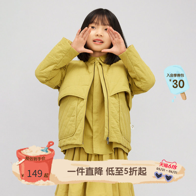 播broadcute童装棉服秋季新款儿童圆领休闲女童KEQ3P412