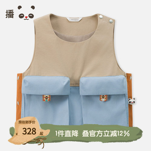 工装口袋风100%棉马甲中性童装