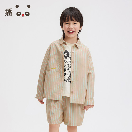 broadcute童装男童衬衫条纹外套