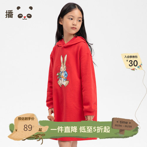 播童装比得兔联名精梳全棉连衣裙