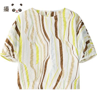 百搭文艺风宽松中袖套头衬衫