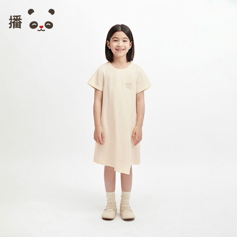 播broadcute童装圆领短袖立体剪裁纯棉连衣裙女童夏KGS7LD0315