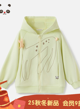 播 broadcute童装抽象绣花图案立体填充连帽卫衣外套KES3WD02571