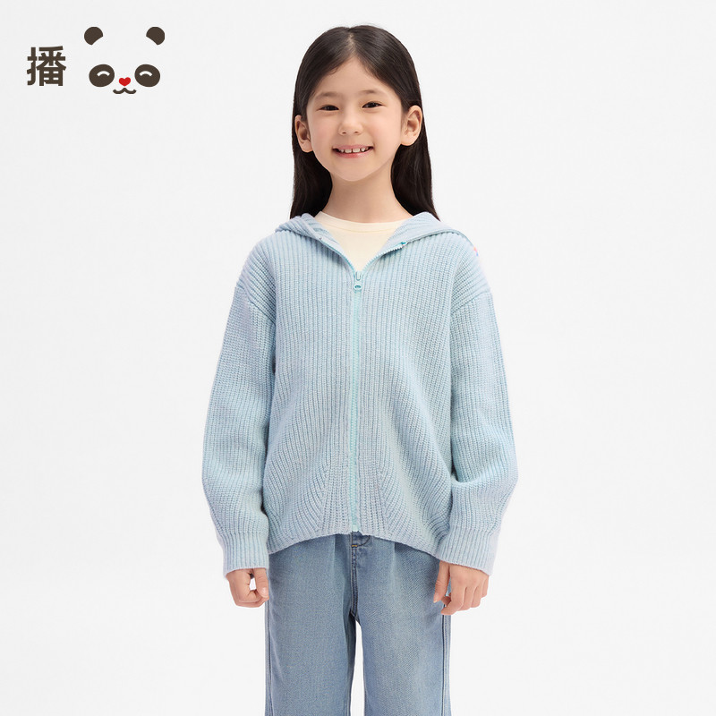 休闲坑条设计百搭连帽针织开衫图片