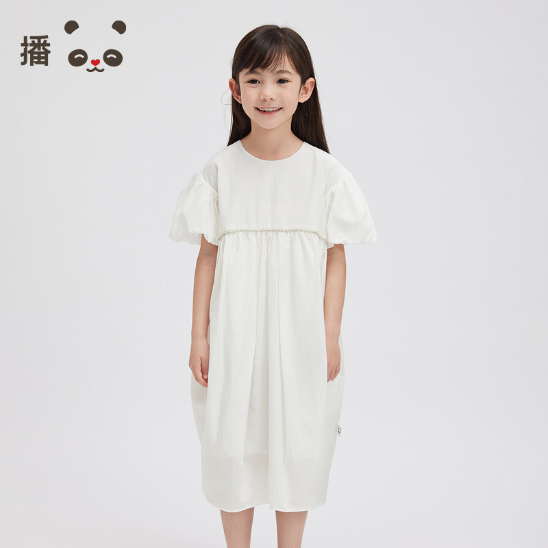 播broadcute童装连衣裙2024春夏新款女童简约休闲裙子KGR2L843