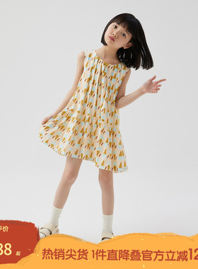 播broadcute童装春夏女童没有冰淇淋的夏天拉链连衣裙KGQ2L295