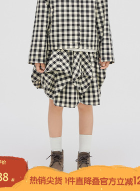 播broadcute童装半身裙2024春季新款格纹设计感半身裙KGR1B897