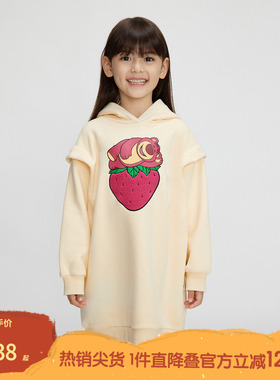 播broadcute童装连帽卫衣连衣裙冬季新款中长款女童裙子KGQ4L654