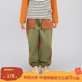 裤 子秋季 新款 播broadcute童装 男女童纯棉松紧腰口袋装 饰KBQ3K402