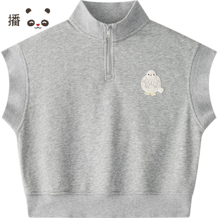 播broadcute童装2024夏季新款男女童马甲套头拉链背心KER3MD0234