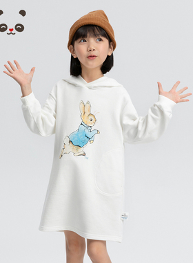 播broadcute童装舒适连帽卡通可爱卫衣连衣裙KGQ2L099