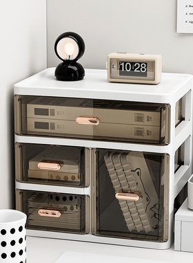 抽屉式台面收纳盒办公室书桌文具置物架多功能大容量工位整理神器