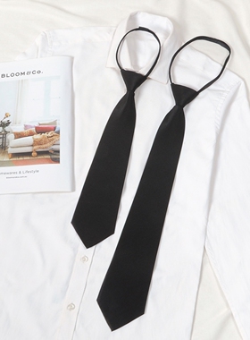 男黑色领带西装商务高级感懒人拉链式免打正装韩版8cm学生手打潮