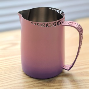 VanseerBarista压纹拉花缸304不锈钢镂空咖啡拉花杯打奶缸奶泡杯