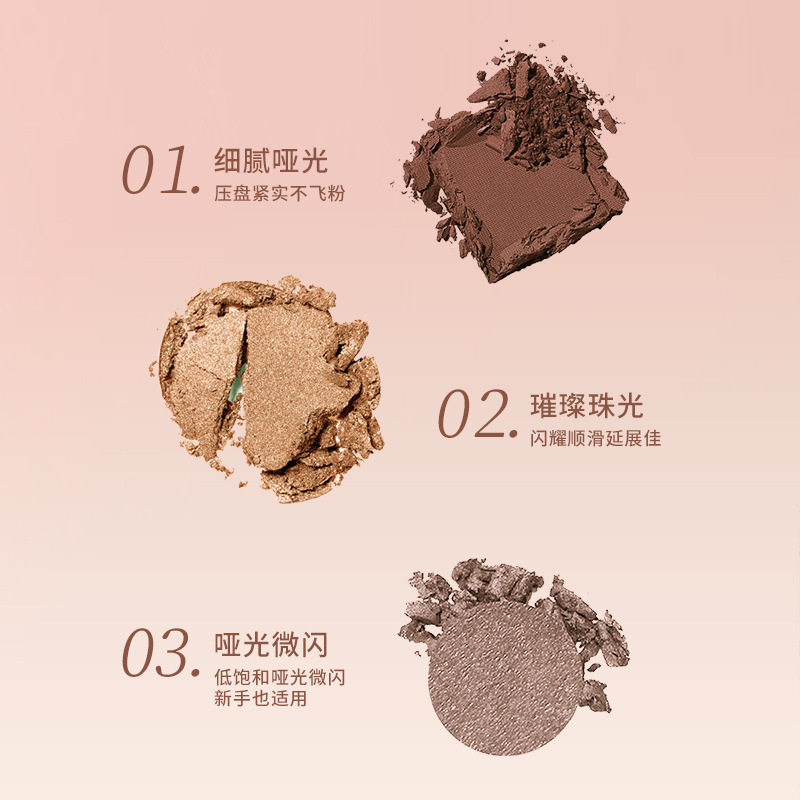 MENOW美诺四色眼影大地色细腻显色哑光微闪服帖不飞粉新手眼影盘