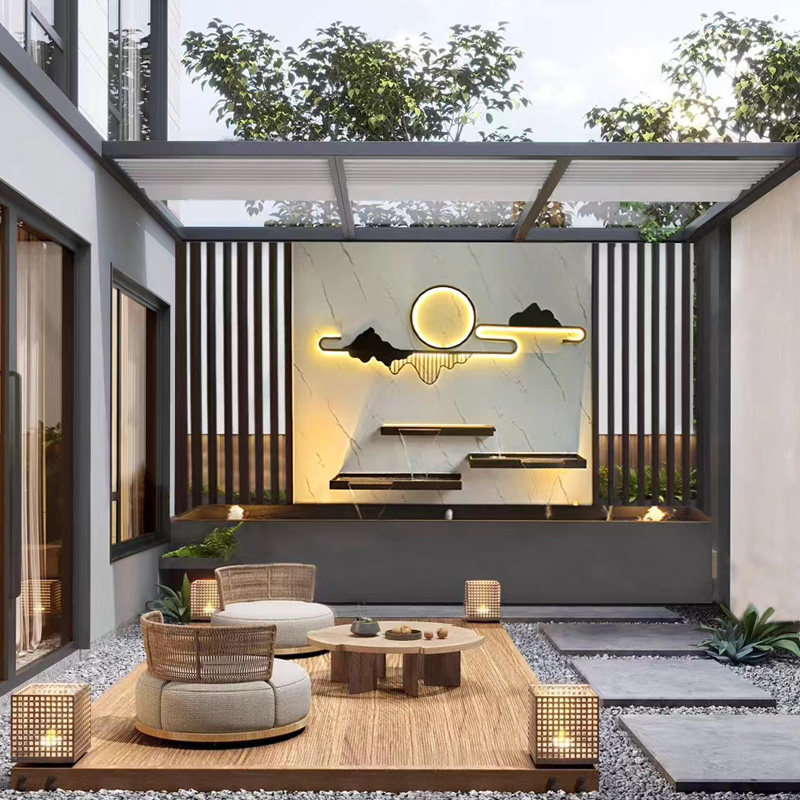 定户外庭院隔断201/304景迎风门墙金观属背景水幕墙流水屏制不锈