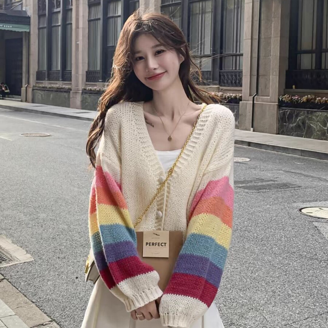 黄色针织开衫春秋女2024新款小个子宽松设计感甜美宽松短款外套潮