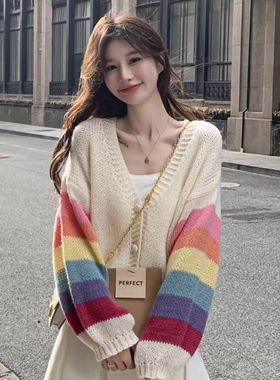 黄色针织开衫春秋女2024新款小个子宽松设计感甜美宽松短款外套潮