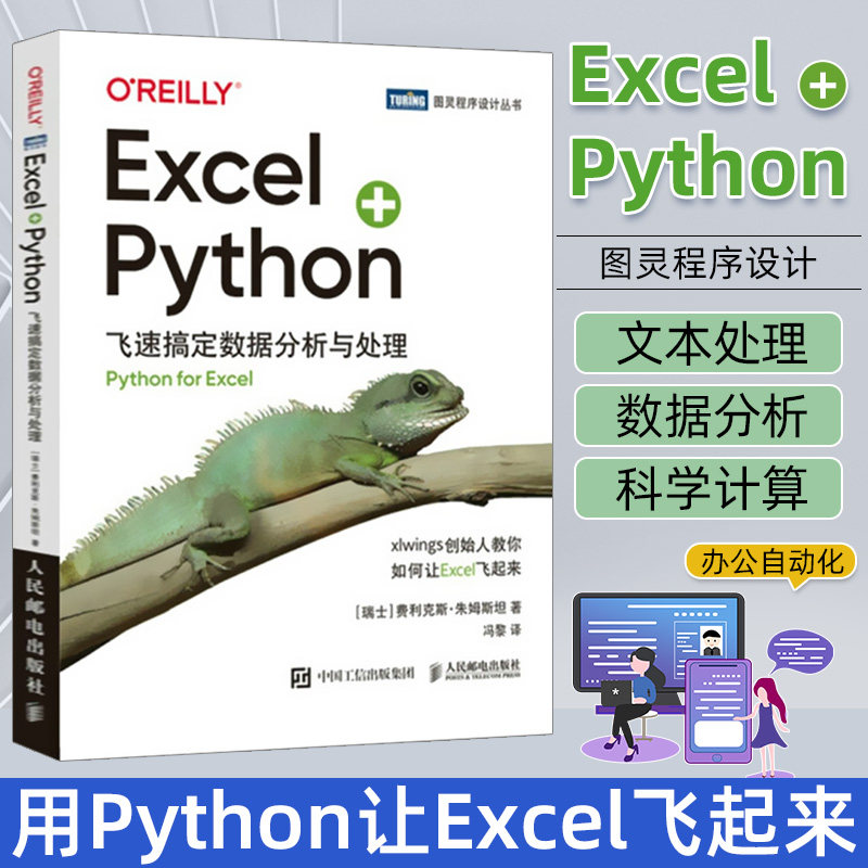 Excel+Python 飞速搞定数据分析与处理 xlwings数据处理分析编程办公自动化零基础图灵出品书籍 人民邮电出版社 书籍/杂志/报纸 程序设计（新） 原图主图