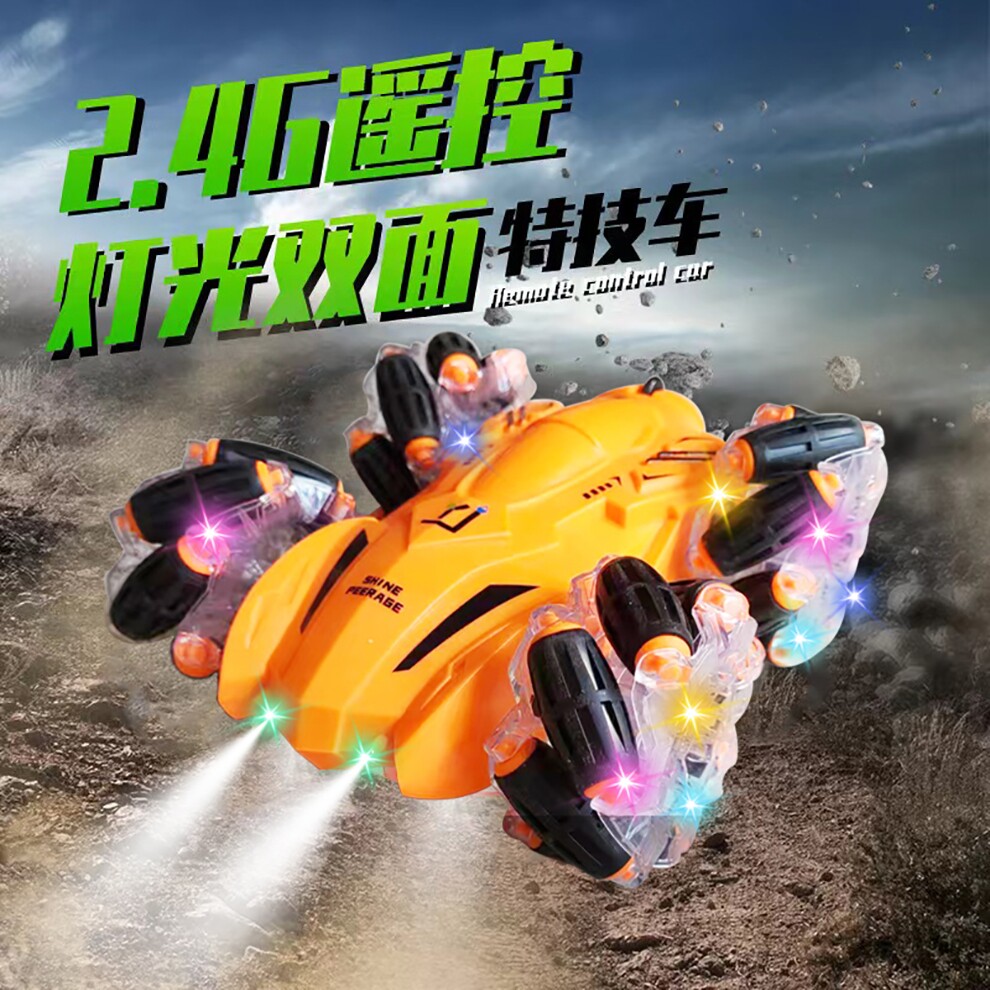 儿童手柄感应单控特技遥控车炫酷灯光音乐翻滚越野双面车玩具